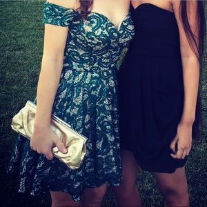 Emerald Green Off-Shoulder Sequin Sweetheart Dress